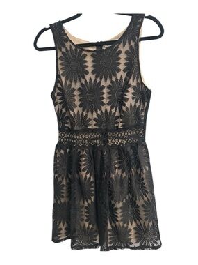 Socialite Black Floral Lace Overlay Midi Dress